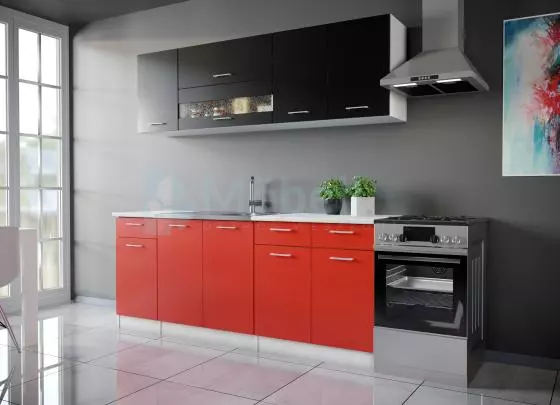 Max fekete piros konyhabútor 200 cm