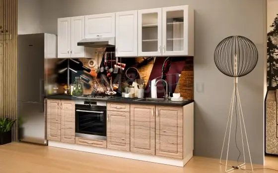 Athén Mdf Tölgy - Fehér konyhabútor 240 cm