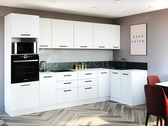 Bergi Fehér sarok konyhabútor 320 cm x 140 cm