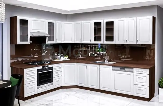 Otthon Elite Wenge - Fehér MDF Sarok Konyhabútor 230 x 310 cm