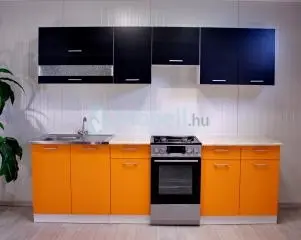 Max fekete narancssárga konyhabútor 250 cm