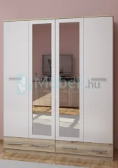 Malibu-1 Magasfényű fehér gardrób tükörrel 160 cm 