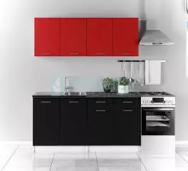 Szépséghibás Piros-Fekete konyhabútor 160 cm 