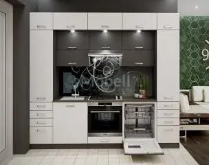 Maldív Antracit-Fehér konyhabútor 260 cm magasítással