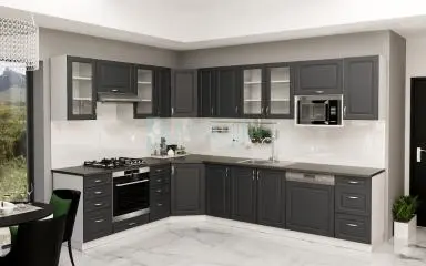 Otthon LUX Szürke Fehér Mdf sarok konyhabútor 230 cm x 310 cm