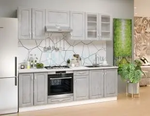 Athén Mdf Világos beton - Fehér konyhabútor 240 cm