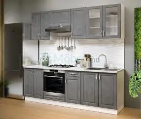 Athén Mdf Sötét beton - Fehér konyhabútor 240 cm