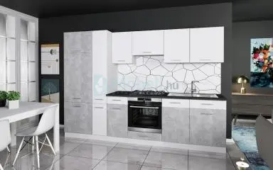Lazúr fehér - beton konyhabútor 295 cm