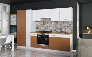 Lazúr tégla - fehér konyhabútor 295 cm