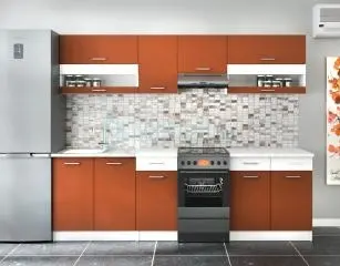 Korfu V. Tégla - Fehér Konyhabútor 250 cm