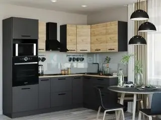 Montana Korona tölgy-Antracit Sarok konyhabútor 240 x 160 cm