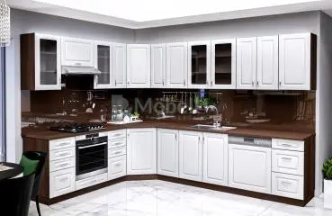 Otthon Elite Wenge - Fehér MDF Sarok Konyhabútor 230 x 310 cm